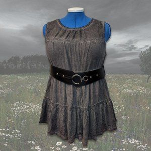 Knox Rose Gray Mineral Wash Cottagecore Fairycore Sleeveless Tunic Top - Large